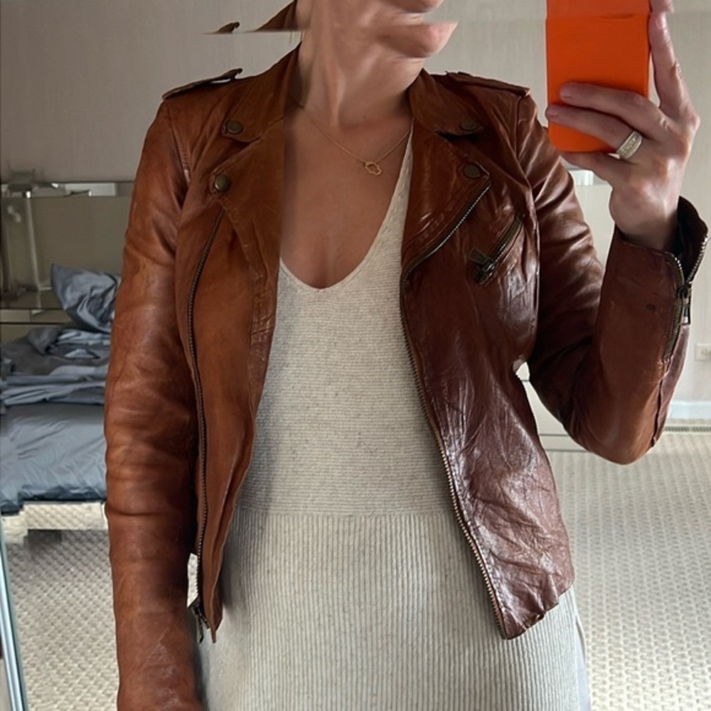 Zara Cognac Leather Jacket